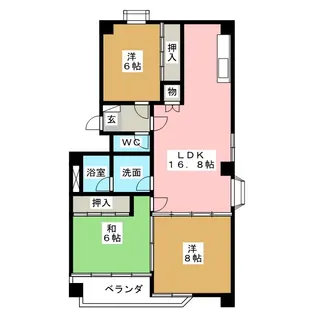 シーズンコート杁ヶ池【3階】の間取り