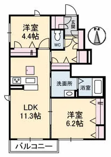 レ一ベン国府 B棟【1階】の間取り