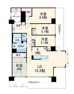 コスモ柏セランス【5階】の間取り