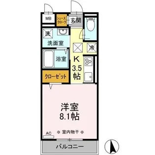 DーROOM姉体II【1階】の間取り