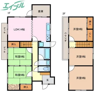三重県名張市すずらん台西3番町【一戸建】の間取り