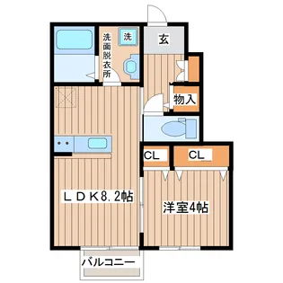 ディアコートB棟【1階】の間取り