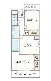 2LDKの間取り画像