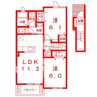 ソラーレ二ツ橋【2階】の間取り