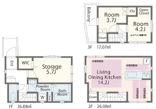 東京都北区滝野川1【一戸建】の間取り