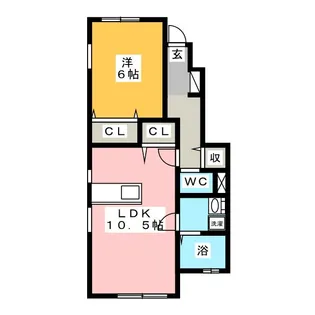 ウエストパーク羽根井 C【1階】の間取り