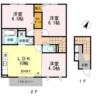 ラージュリビエールA棟【2階】の間取り