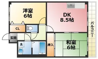 ロードハイツ甲東園【3階】の間取り