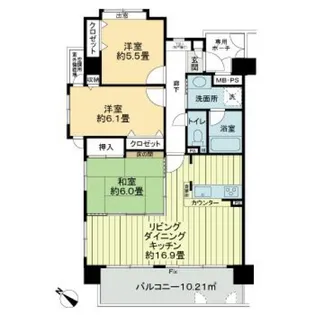 ライオンズマンション比治山公園弐番館【4階】の間取り