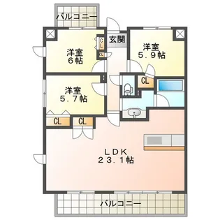 ポレスター白子駅前【9階】の間取り