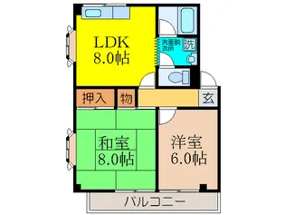 郡山ハイツ【1階】の間取り