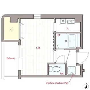 オーキッドコート天神橋【7階】の間取り