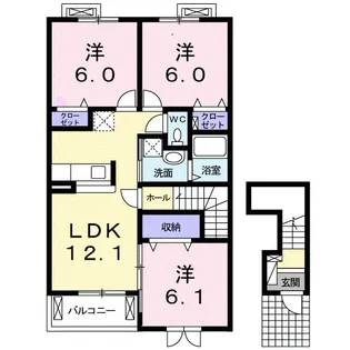 エレガント HR【2階】の間取り