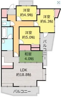 ベルハーモニー麻里布【4階】の間取り