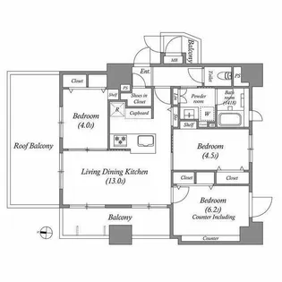 ACP Residence 中野新橋【10階】の間取り