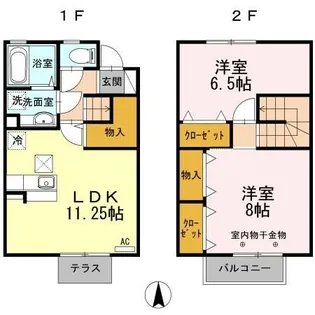 プランドール和田中 B棟の間取り