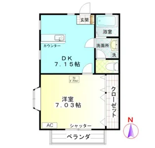 エスポワールオキツ【1階】の間取り
