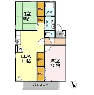 グランディールU B棟【2階】の間取り