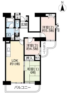 URグリーンアベニュー谷塚【13階】の間取り
