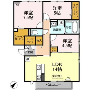 アンジュ小郡【3階】の間取り
