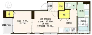 ハーモニーテラス菱屋町【2階】の間取り