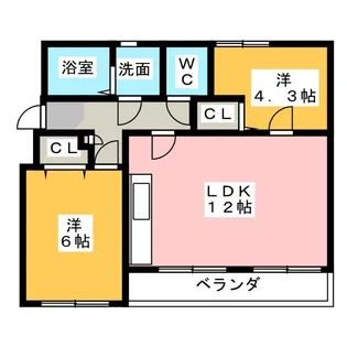 なるみグリーンコーポ6号棟【4階】の間取り