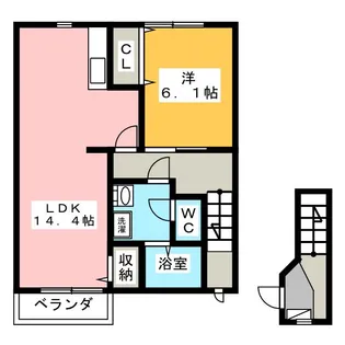 ル・グラン・アサイ B【2階】の間取り