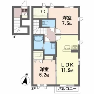 ヴィアソーレ【2階】の間取り