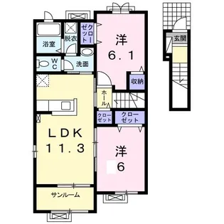 ワン・シェダーN・D【2階】の間取り