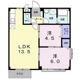 エルディム北B【1階】の間取り