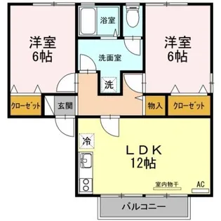 サニークレスト B棟【1階】の間取り