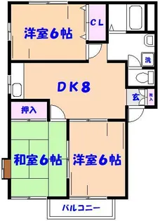 コスモハイツB【2階】の間取り