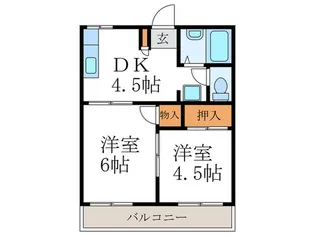 ト-ワハイツ【2階】の間取り