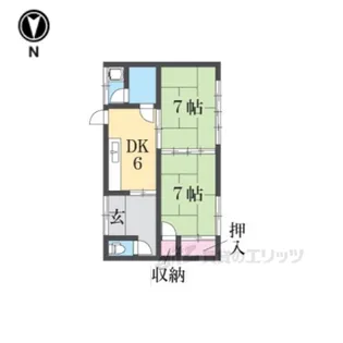 香芝市下田東アパート【1階】の間取り