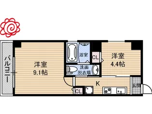 グランシアター高井田【4階】の間取り