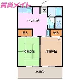 カルテット開栄D【1階】の間取り