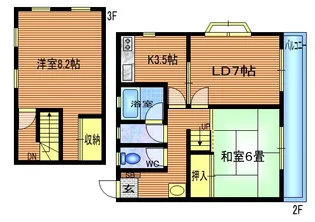 ハイツムサシノ8号棟【2階】の間取り