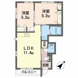 シャーメゾン立花 A棟【1階】の間取り