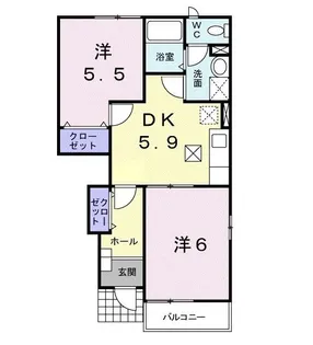 メゾン花水木 弐番館【1階】の間取り