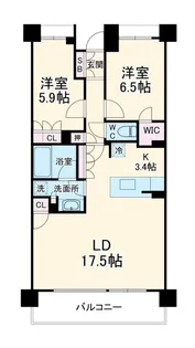 パークハウス宮崎台花霞【4階】の間取り