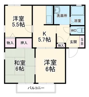 メサージュ・ド・ローズB【1階】の間取り