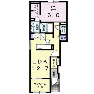 サニーレジデンスC【1階】の間取り
