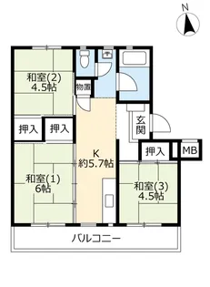 UR湖北台【1階】の間取り