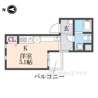 DETOM-1烏丸鞍馬口2【4階】の間取り