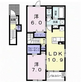レーヌ弐番館【2階】の間取り