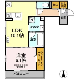 D roomコサコ【2階】の間取り