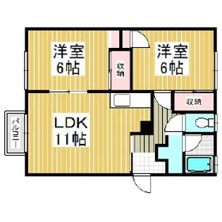グランドール登別本町【2階】の間取り