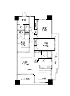 アップルガーデンウエスト【9階】の間取り