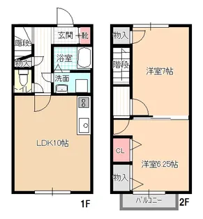 2LDKの間取り画像