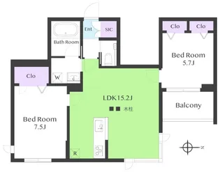 2LDKの間取り画像